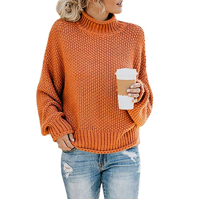 Dames Trui Gebreid - Oversized Pasvorm - Chunky Wol - Hoge Hals 5