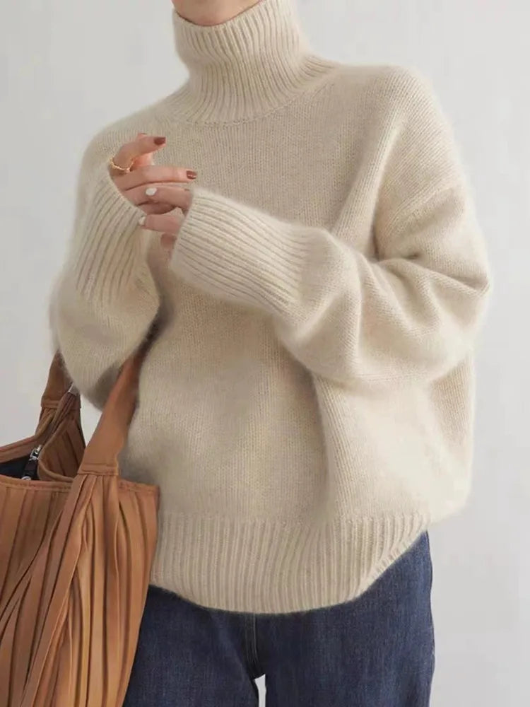 Dames Trui Hoge Krage Casual en Formeel Stijl 2