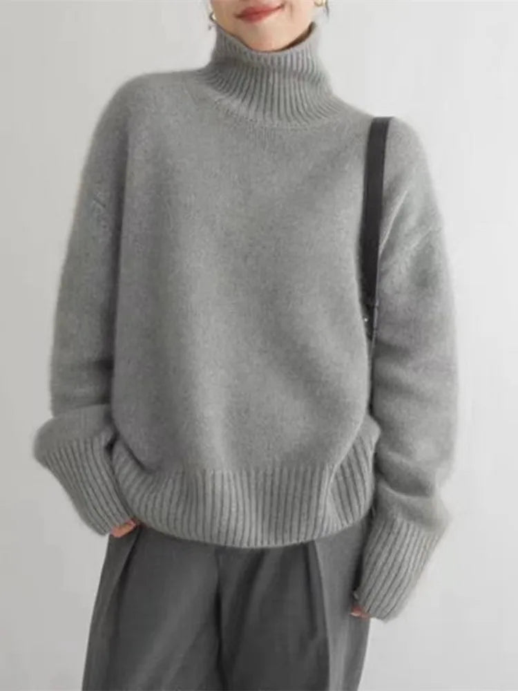 Dames Trui Hoge Krage Casual en Formeel Stijl 3