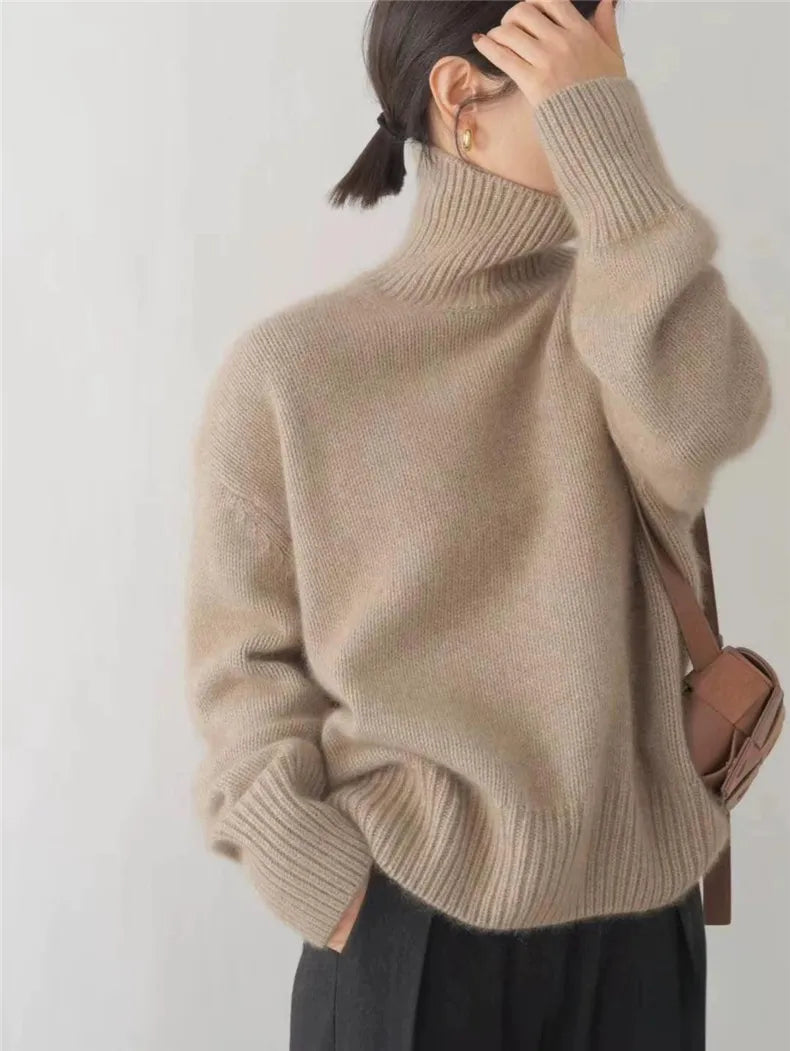 Dames Trui Hoge Krage Casual en Formeel Stijl 4