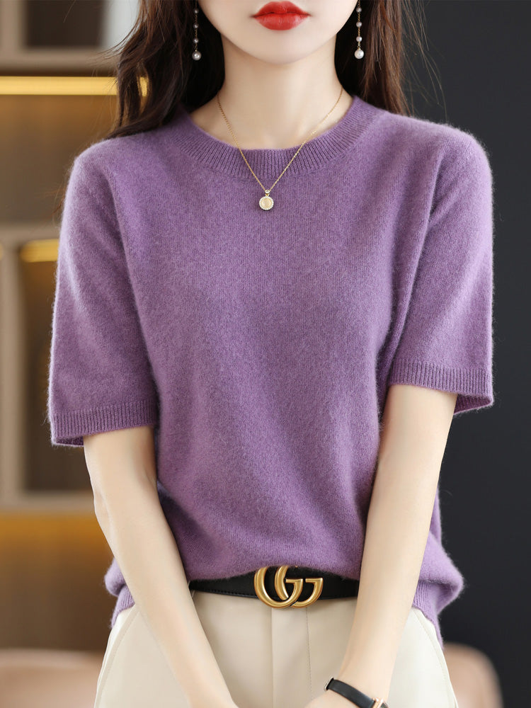 Dames Trui Korte Mouwen van Merinowol voor Casual en Chique Outfits 1