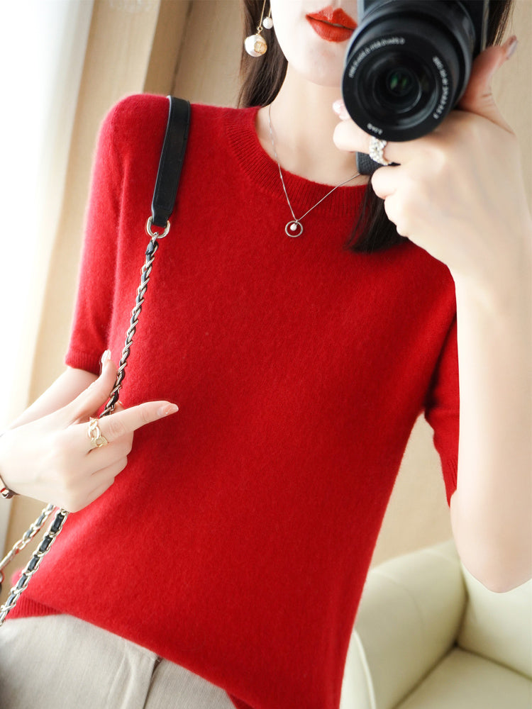 Dames Trui Korte Mouwen van Merinowol voor Casual en Chique Outfits 5