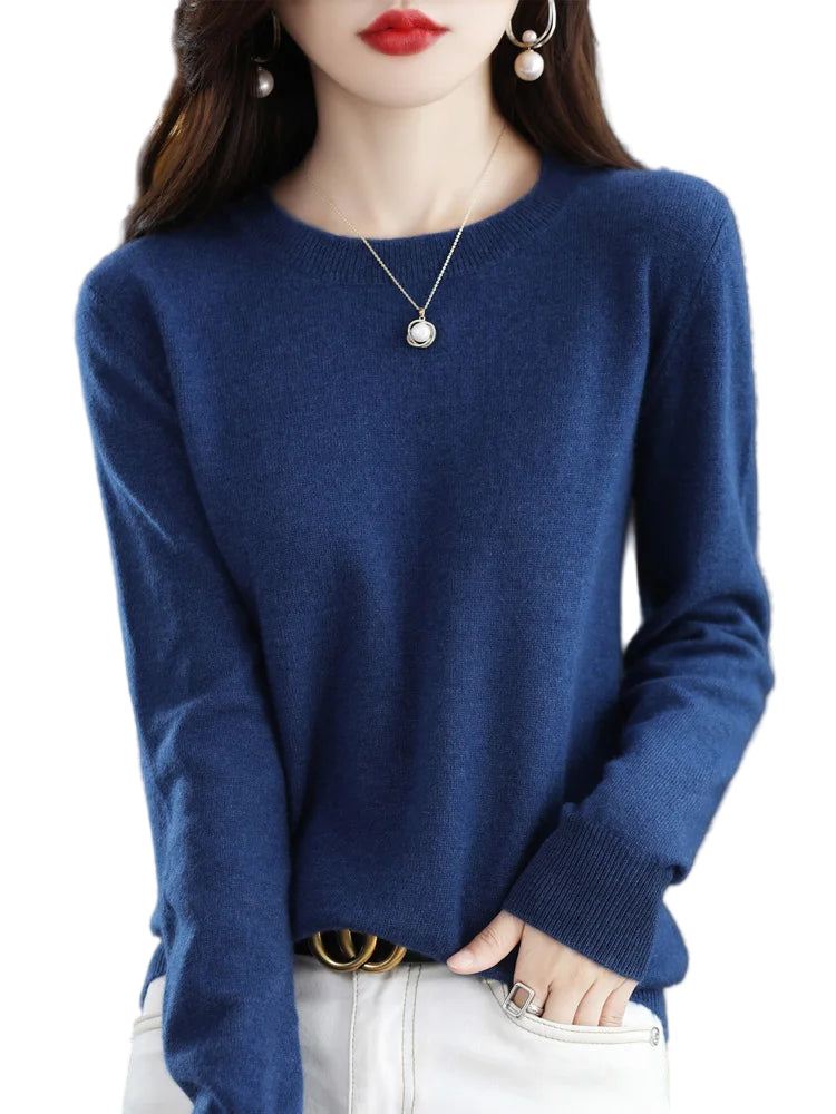 Dames Trui O-Hals 100% Merino Wol Lichtgewicht Pullover 0