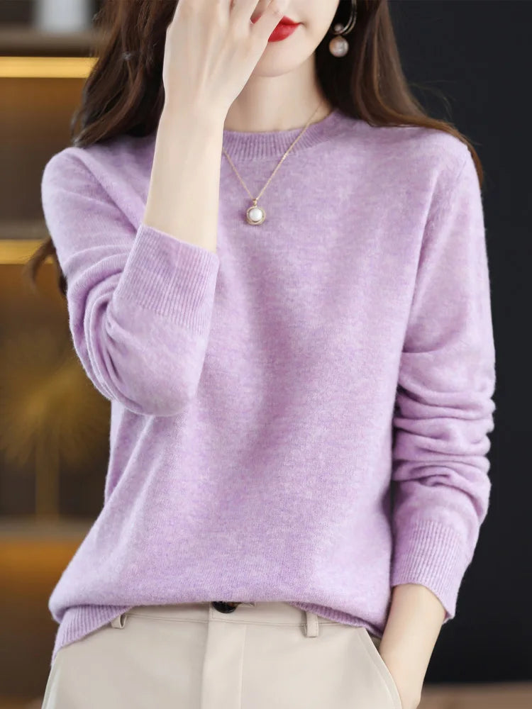 Dames Trui O-Hals 100% Merino Wol Lichtgewicht Pullover 10