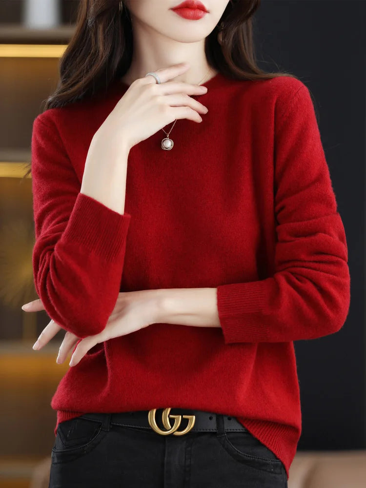 Dames Trui O-Hals 100% Merino Wol Lichtgewicht Pullover 11