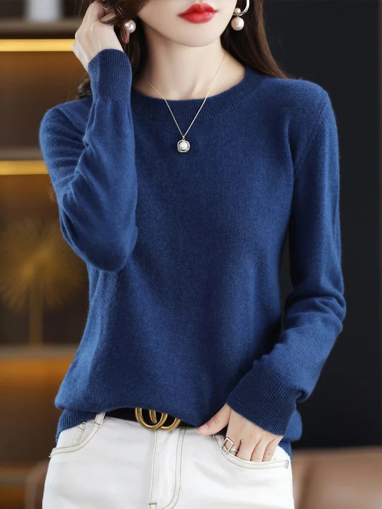 Dames Trui O-Hals 100% Merino Wol Lichtgewicht Pullover 12