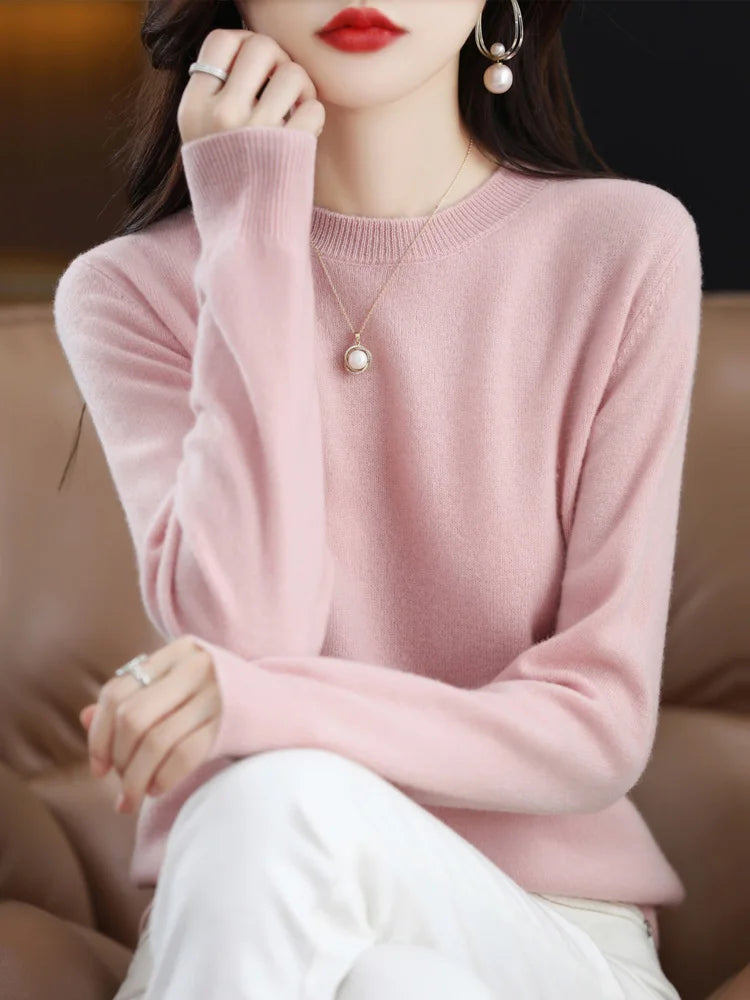 Dames Trui O-Hals 100% Merino Wol Lichtgewicht Pullover 13