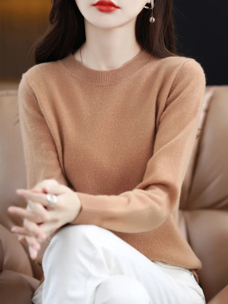 Dames Trui O-Hals 100% Merino Wol Lichtgewicht Pullover 15