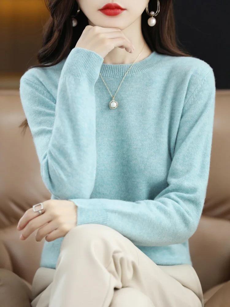 Dames Trui O-Hals 100% Merino Wol Lichtgewicht Pullover 16