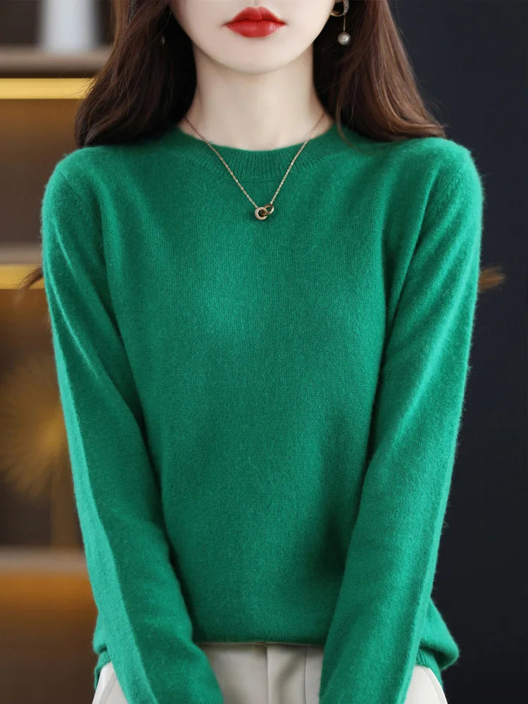 Dames Trui O-Hals 100% Merino Wol Lichtgewicht Pullover 17