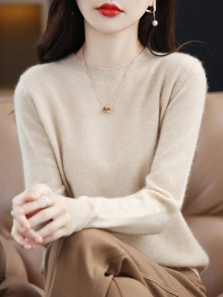 Dames Trui O-Hals 100% Merino Wol Lichtgewicht Pullover 19