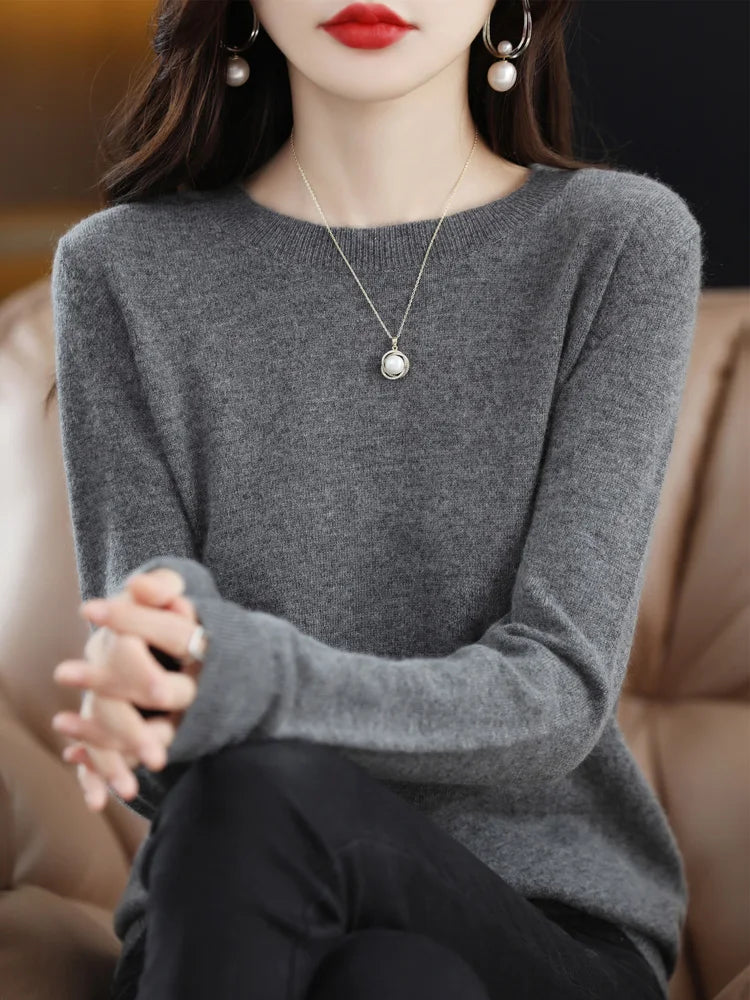 Dames Trui O-Hals 100% Merino Wol Lichtgewicht Pullover 3