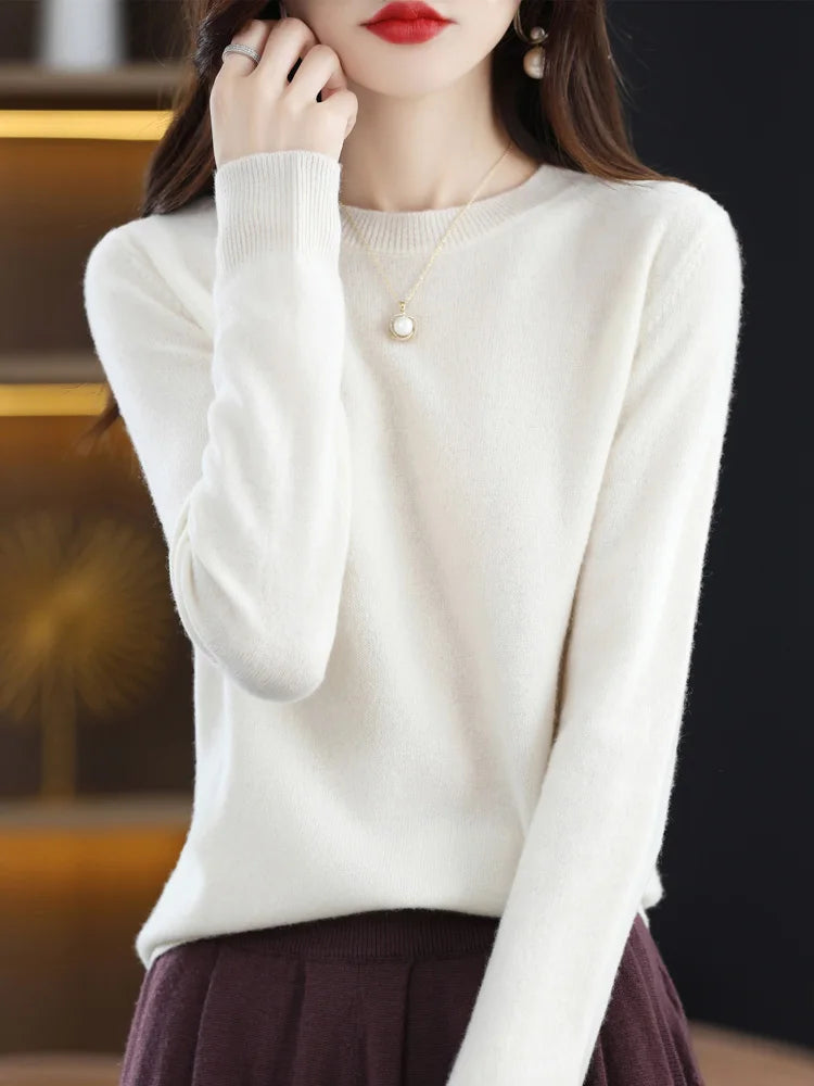 Dames Trui O-Hals 100% Merino Wol Lichtgewicht Pullover 4