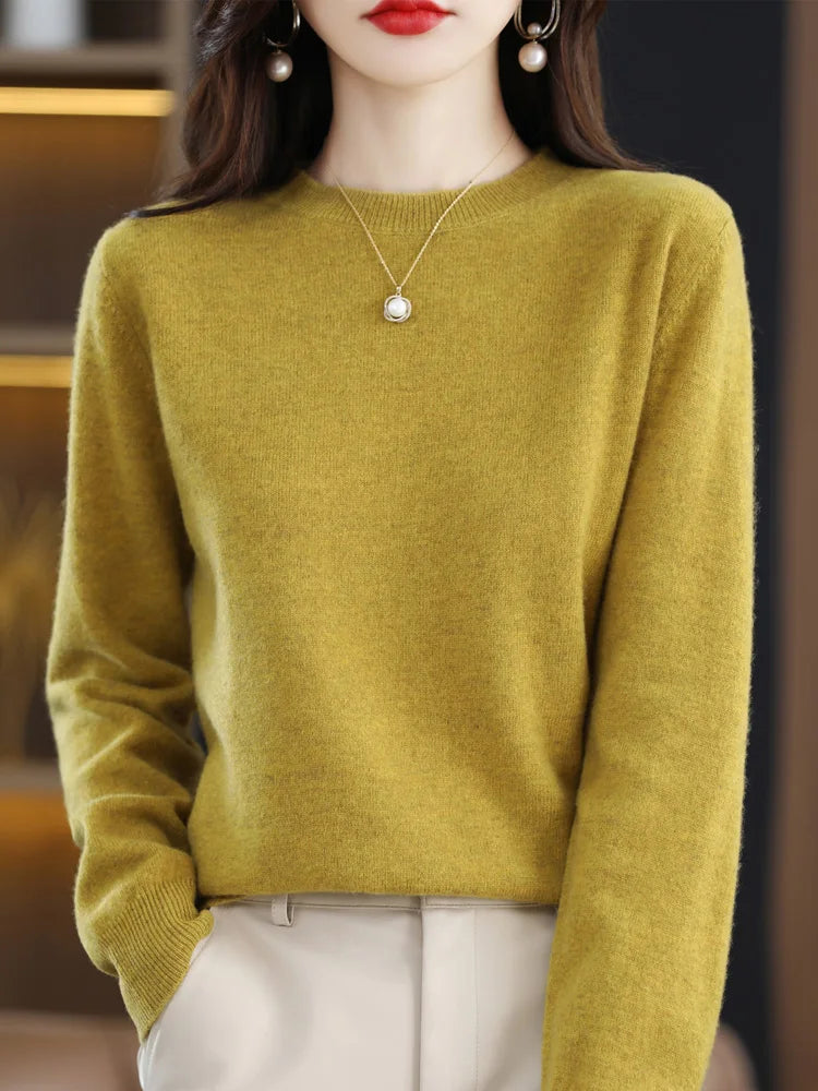 Dames Trui O-Hals 100% Merino Wol Lichtgewicht Pullover 8