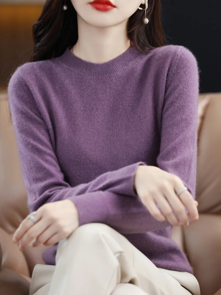 Dames Trui O-Hals 100% Merino Wol Lichtgewicht Pullover 9