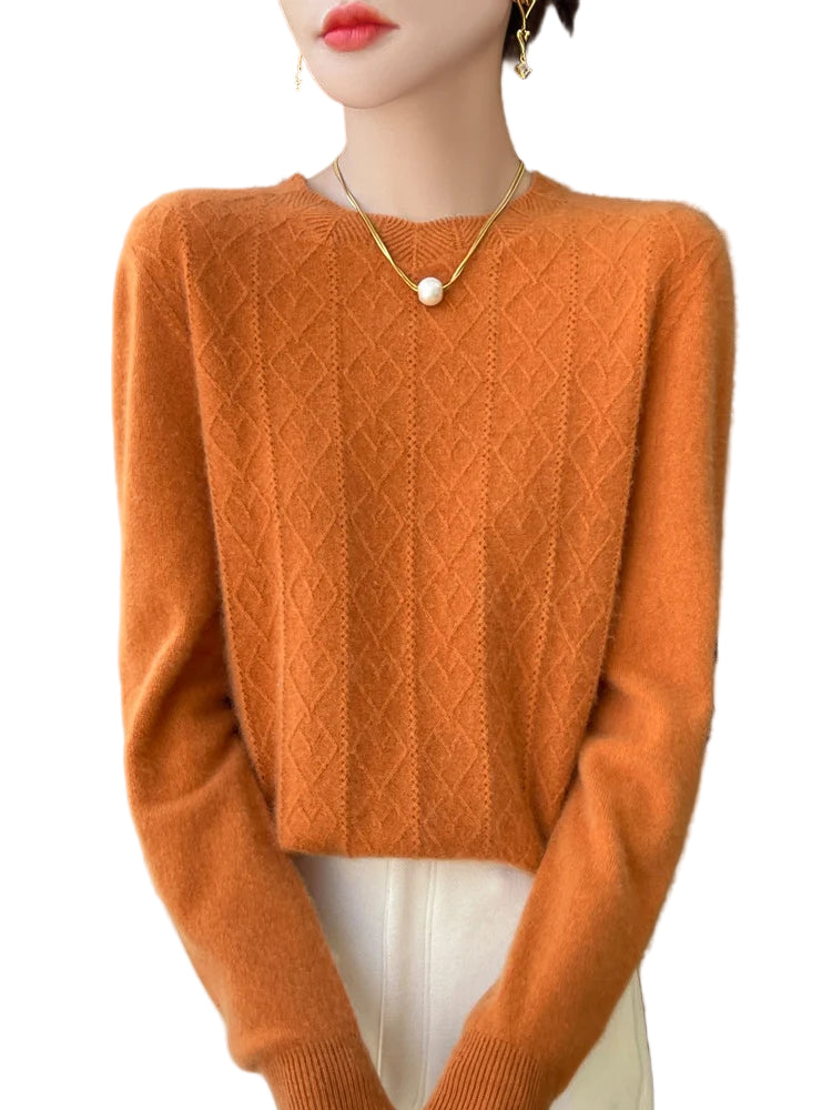 Dames Trui O-hals Merino Wol Gebreid 2