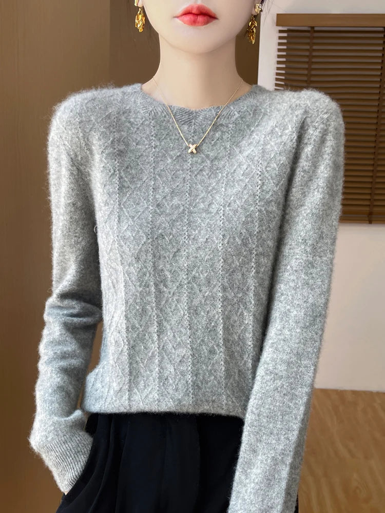 Dames Trui O-hals Merino Wol Gebreid 3