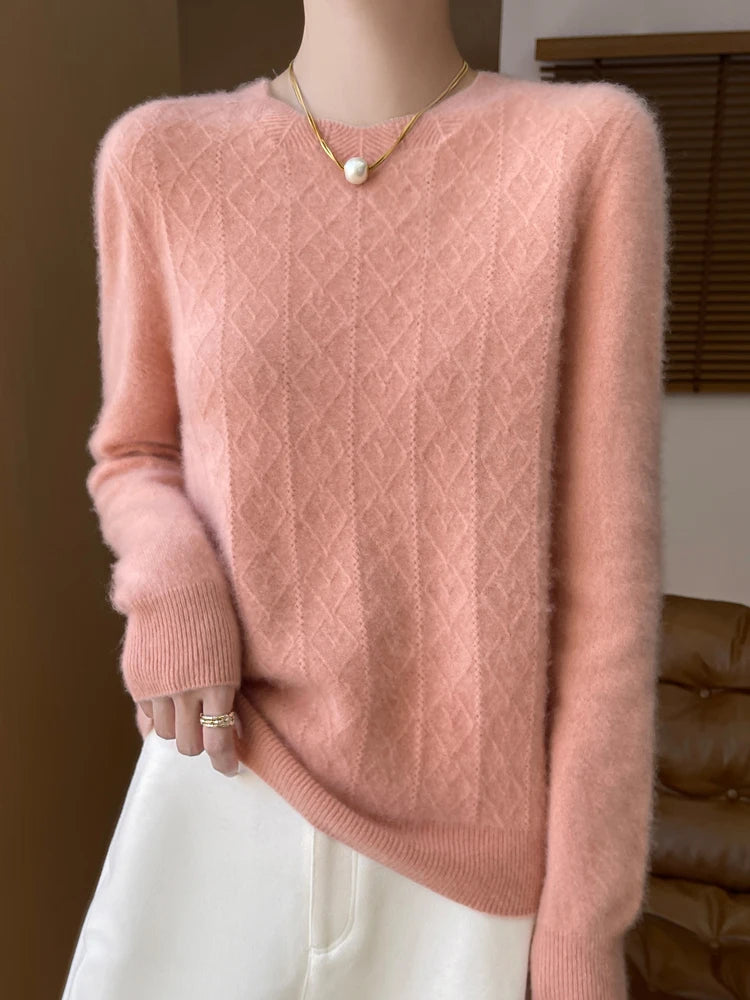 Dames Trui O-hals Merino Wol Gebreid 4