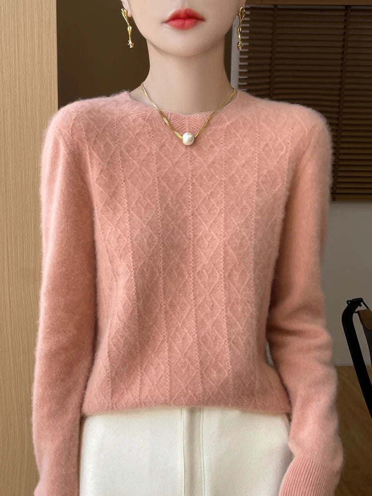 Dames Trui O-hals Merino Wol Gebreid 9