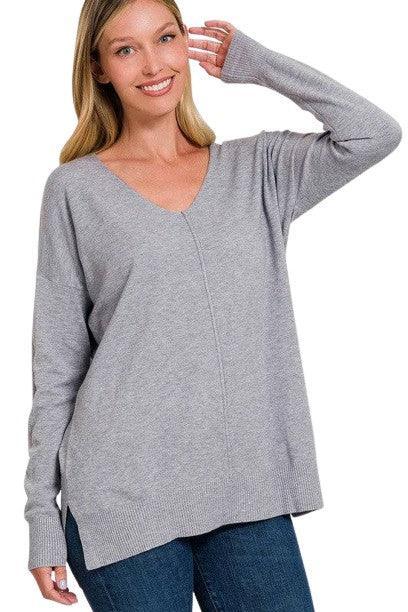 Dames Tuniek Trui V-Hals Plus Size Zachte Stof Lange Mouw 0