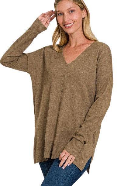 Dames Tuniek Trui V-Hals Plus Size Zachte Stof Lange Mouw 2