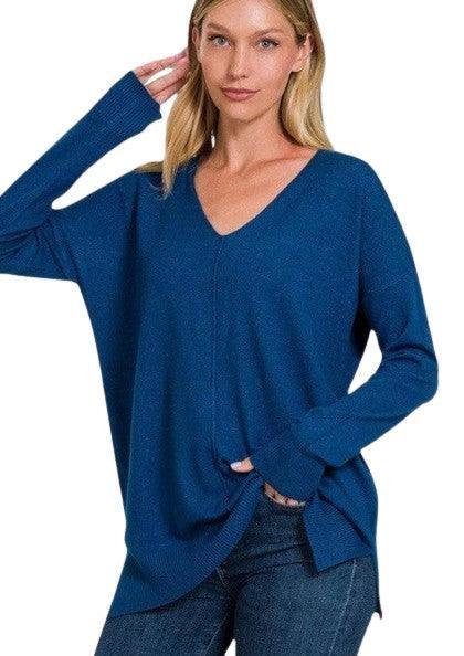 Dames Tuniek Trui V-Hals Plus Size Zachte Stof Lange Mouw 3