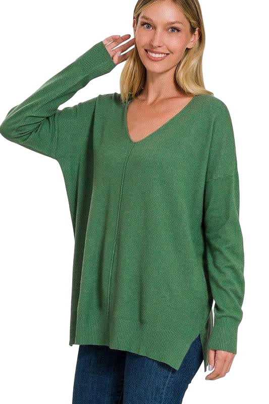 Dames Tuniek Trui V-Hals Plus Size Zachte Stof Lange Mouw 5
