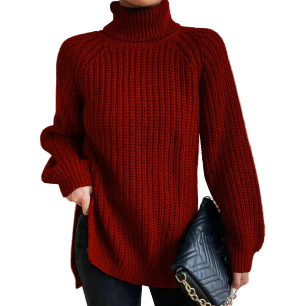 Dames Turtleneck Trui Ribbelgebreid Losse Pasvorm 1