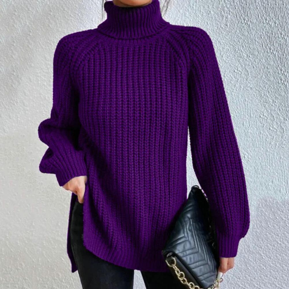 Dames Turtleneck Trui Ribbelgebreid Losse Pasvorm 2