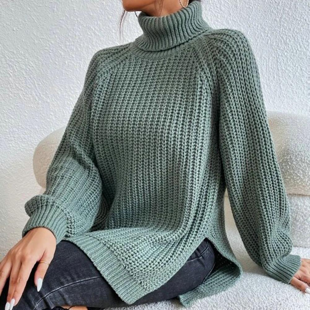 Dames Turtleneck Trui Ribbelgebreid Losse Pasvorm 3