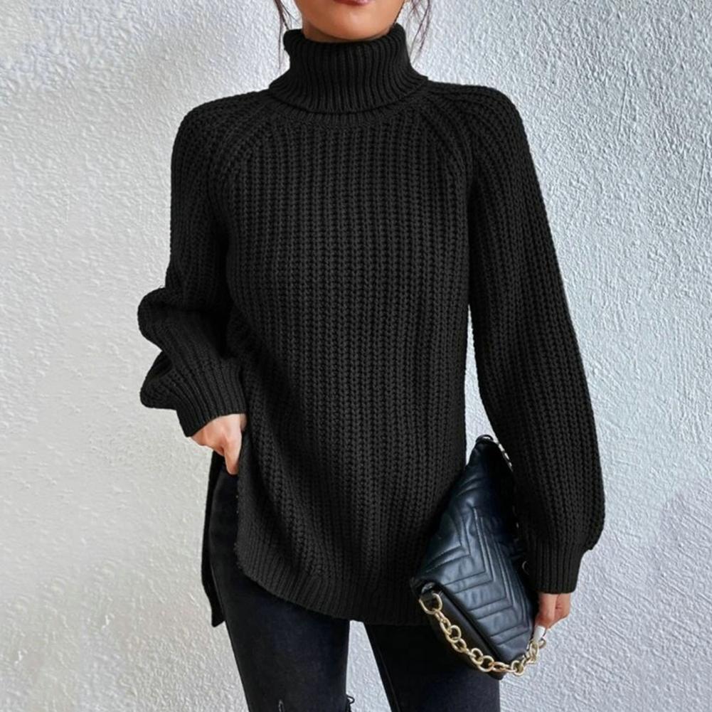 Dames Turtleneck Trui Ribbelgebreid Losse Pasvorm 4