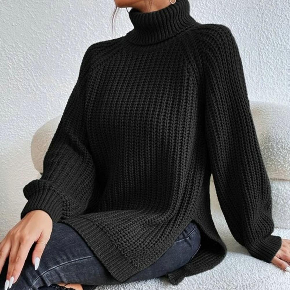 Dames Turtleneck Trui Ribbelgebreid Losse Pasvorm 5