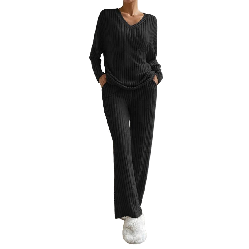 Dames Tweedelige Set Gebreid Minimalistisch Comfy Outfit 3