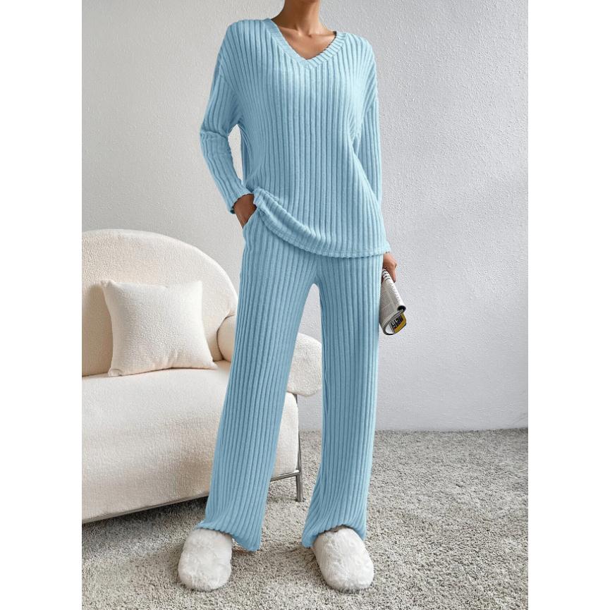 Dames Tweedelige Set Gebreid Minimalistisch Comfy Outfit 7