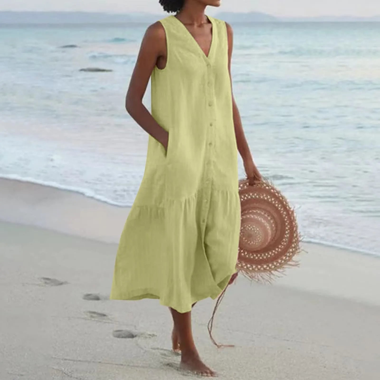 Dames V-Ausschnitt Kleid Casual Luchtig 3