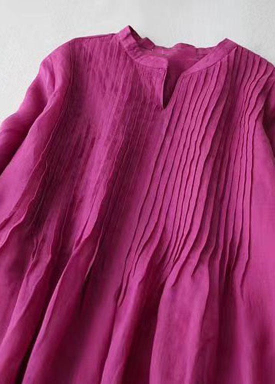 Dames V-hals Jurk met Gerimpelde Zakken en Patchwork 1