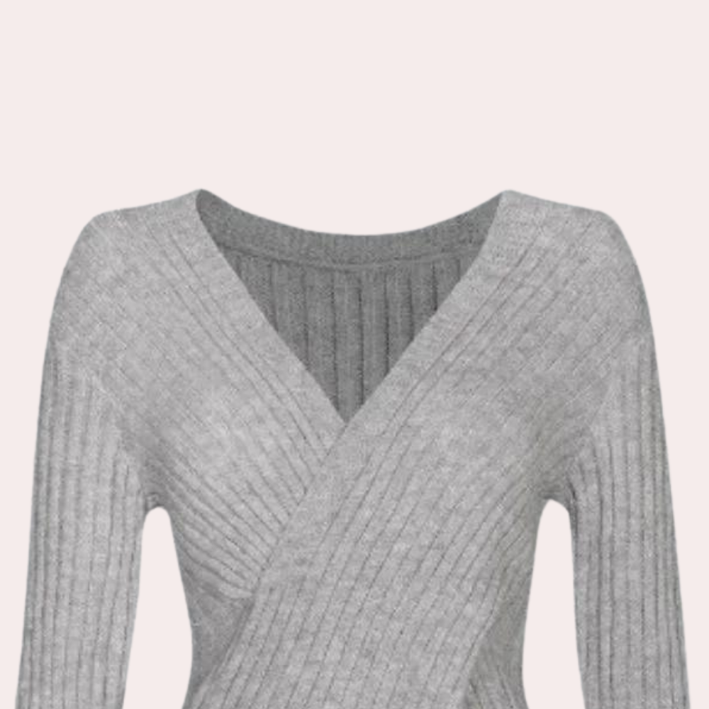Dames V-hals Trui met Criss-Cross Details 4