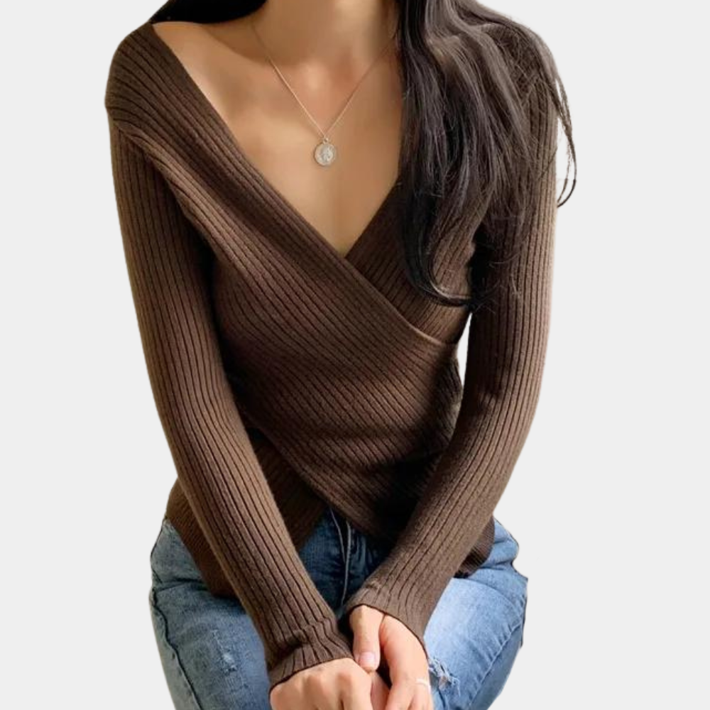 Dames V-hals Trui met Criss-Cross Details 8