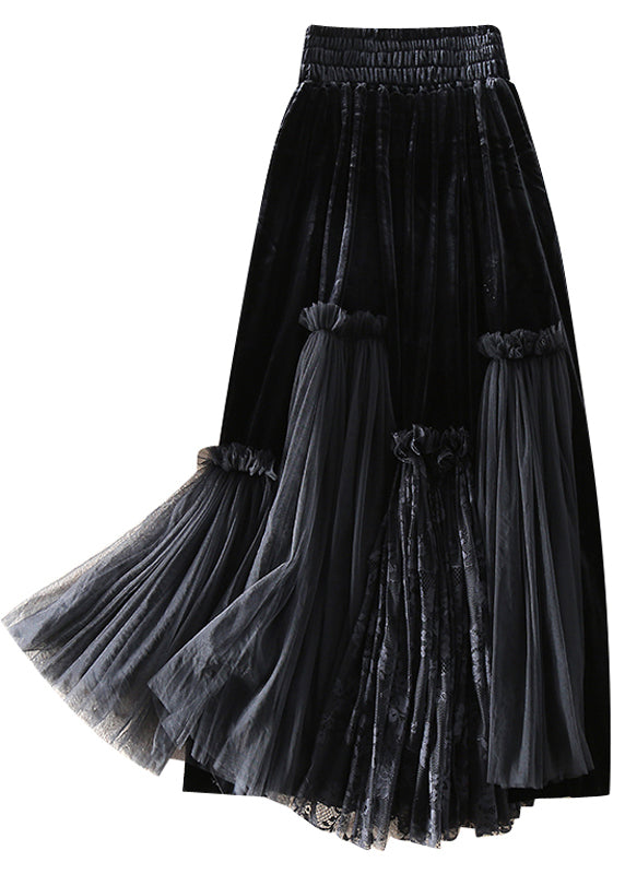 Dames Velours Tule Rok met Patchwork 4