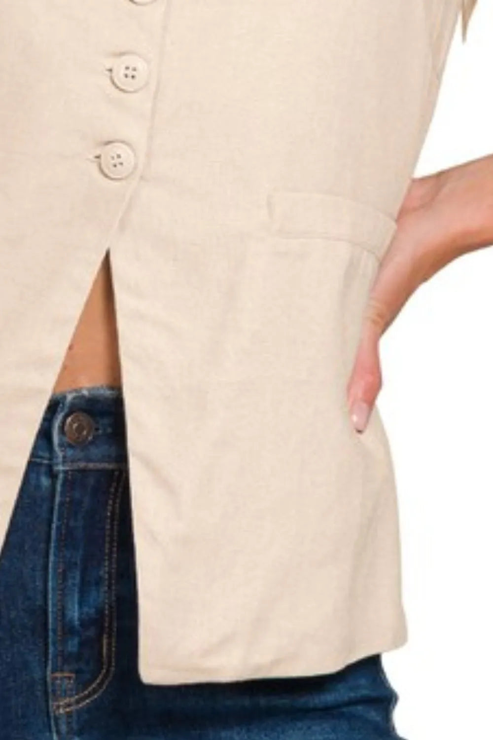 Dames Vest Met Lining Strikband Linnen Rayon Katoen 2
