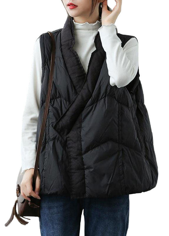 Dames Vest Zwart Trendy Losse Pasvorm voor de Winter 0