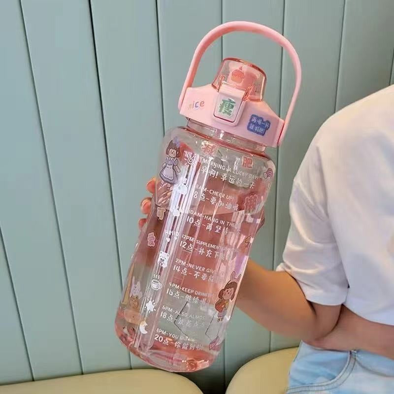 Dames Waterfles 1 Liter met Handgreep en Lekvrij Deksel 0