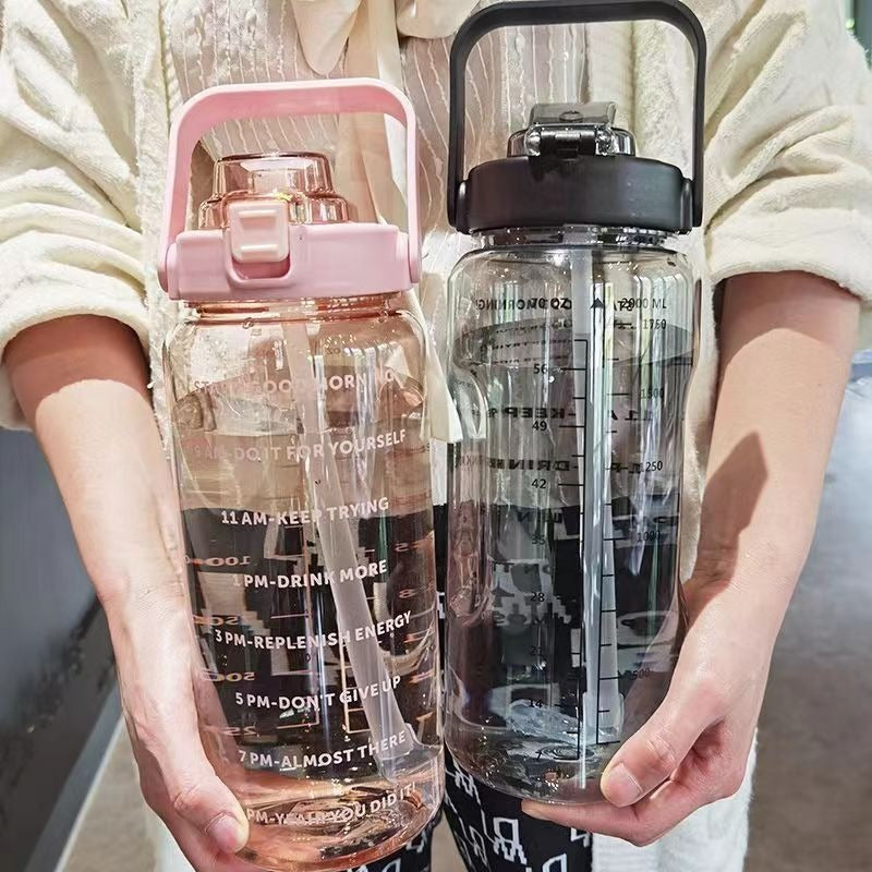 Dames Waterfles 1 Liter met Handgreep en Lekvrij Deksel 1