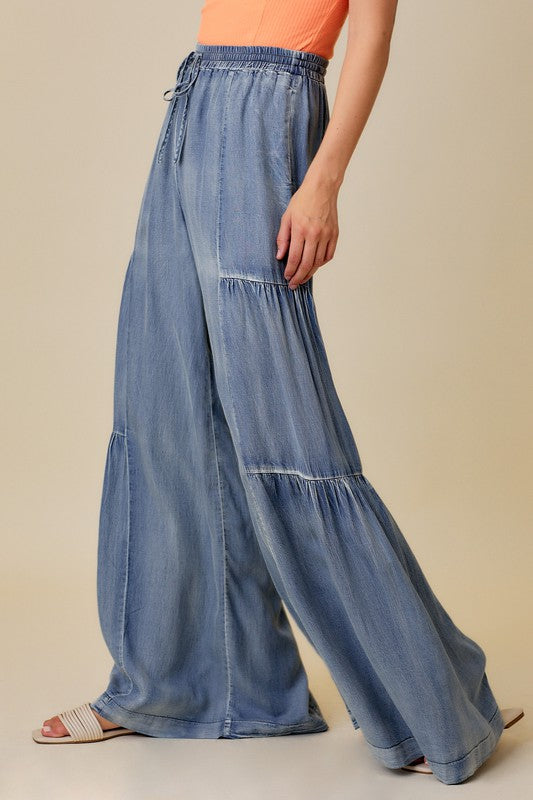 Dames Wijde Broek Met Rimpels Van Denim 2