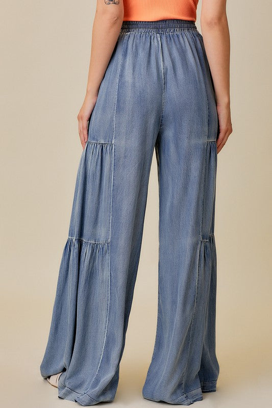 Dames Wijde Broek Met Rimpels Van Denim 3