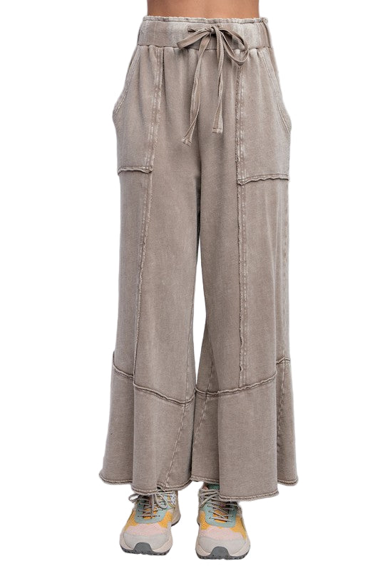 Dames Wijde Pantalon van Terry Knit Mineral Washed 0