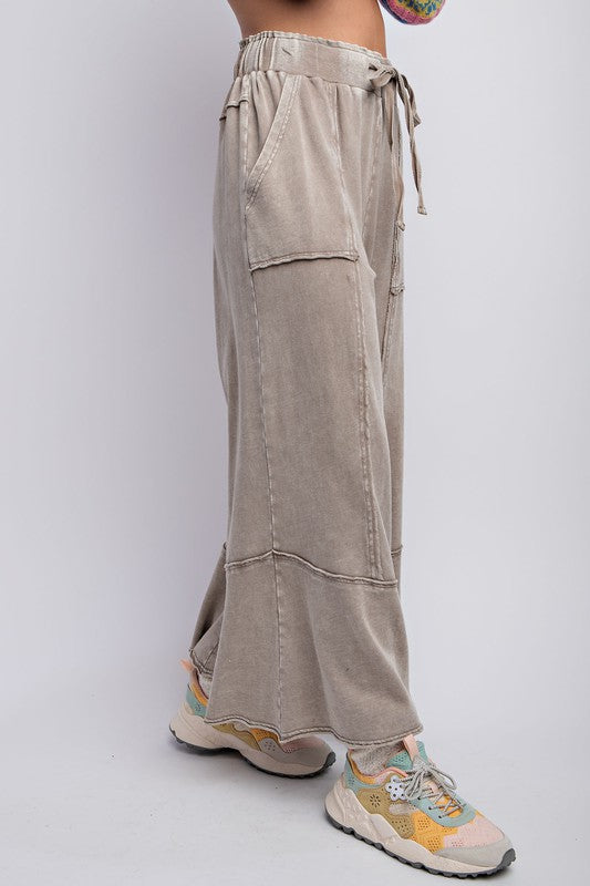 Dames Wijde Pantalon van Terry Knit Mineral Washed 1