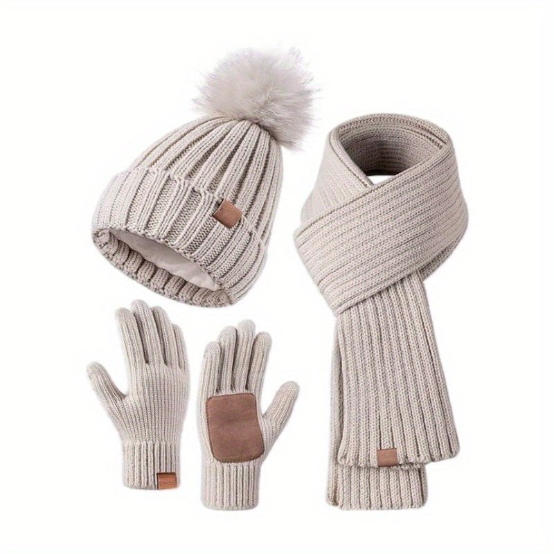 Dames Winterset 3-in-1 Muts Sjaal Handschoenen 1