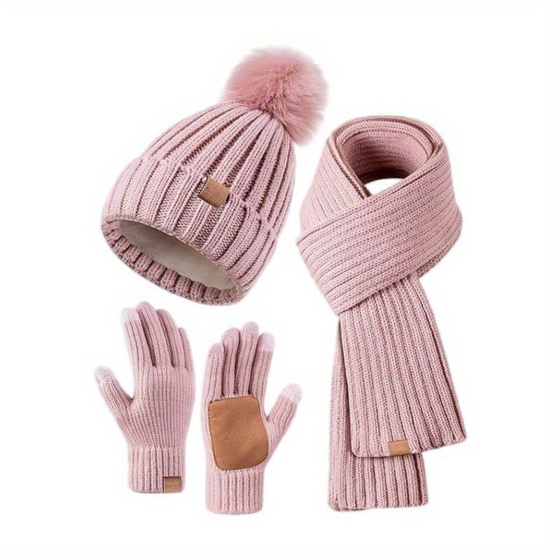 Dames Winterset 3-in-1 Muts Sjaal Handschoenen 3