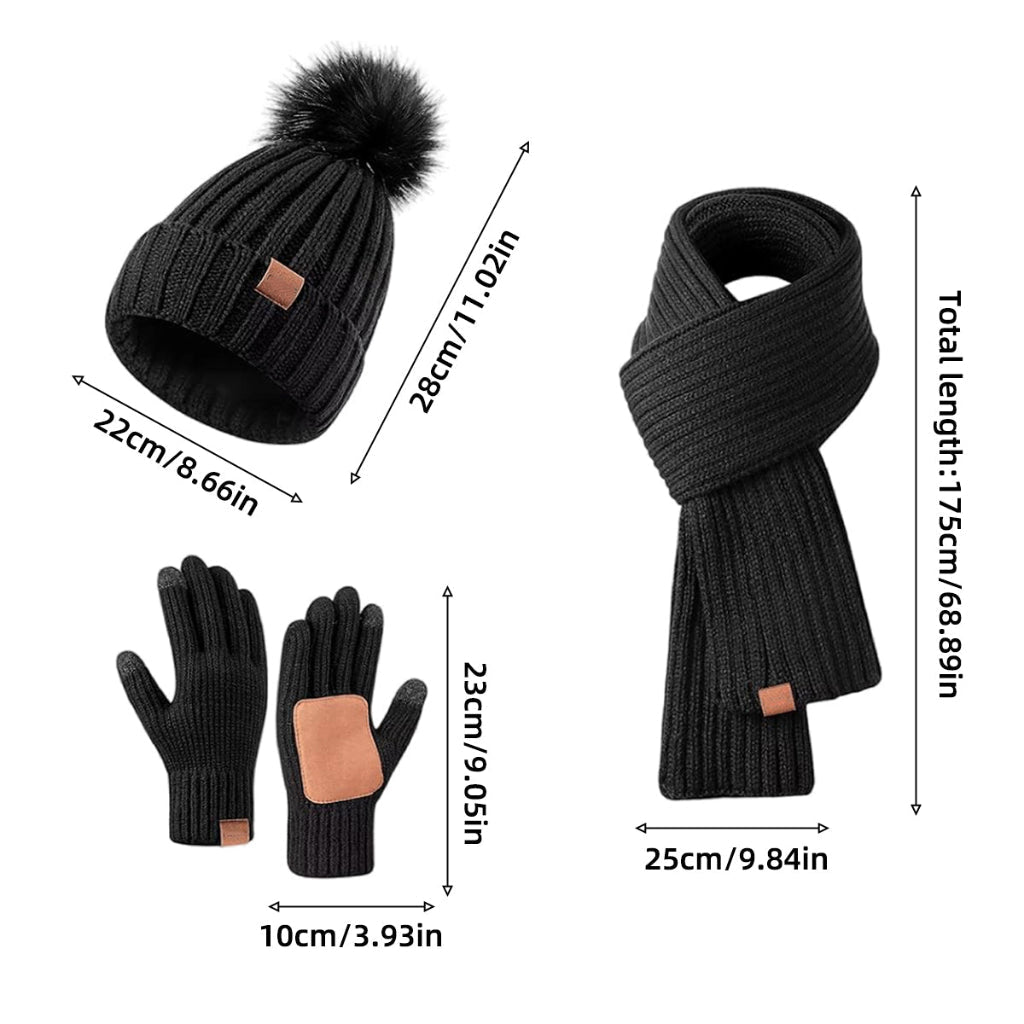 Dames Winterset 3-in-1 Muts Sjaal Handschoenen 8